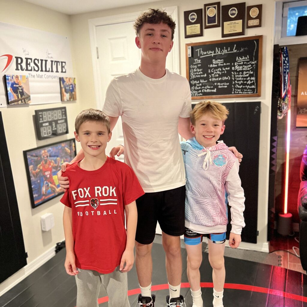 Jordan, Declan and Tommy in the basement