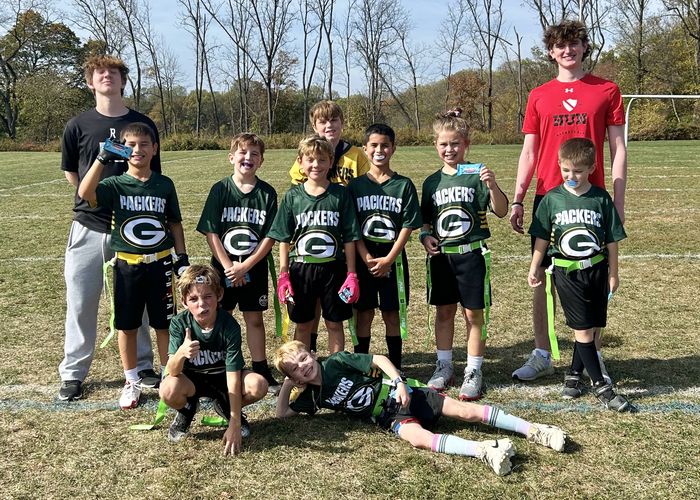 Jordan with his flag football team