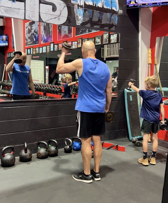 Jordan working out with his grandpop