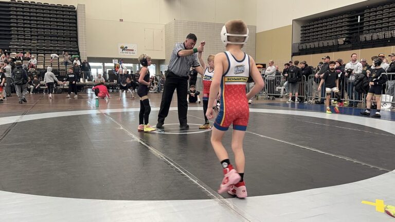 Jordan on the mat at the Wildwood National Duals